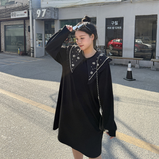 【2026早春上新】媛子家大码宽松娃娃领甜美胖mm休闲通勤连衣裙女