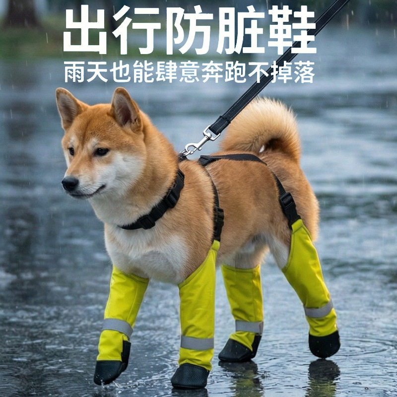 狗狗鞋子大型犬四季外出防脏防水鞋套不掉脚套软底甩不掉大狗鞋子