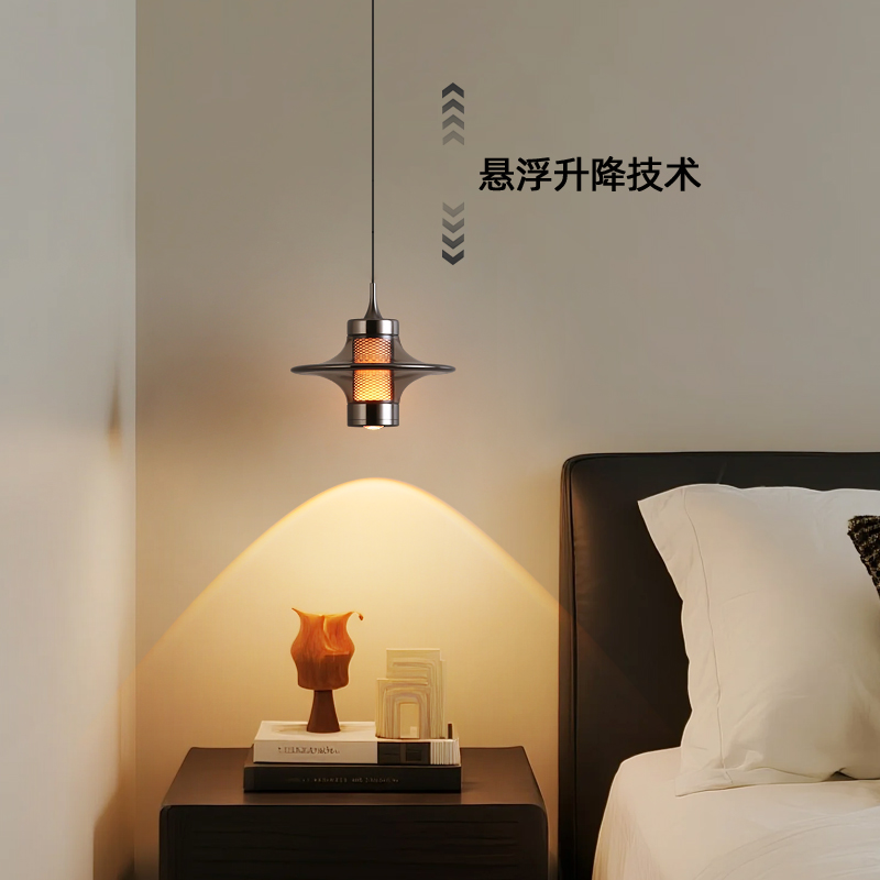 床头吊灯2025新款意式轻奢可升降单头小吊灯卧室玄关背景墙氛围灯