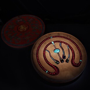 珍品旧藏珍贵南红玛瑙朝珠老刺绣盒子 品相保存完好