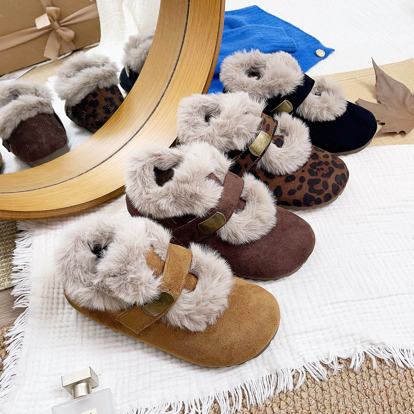 韩版毛毛鞋女秋冬新款浅口圆头