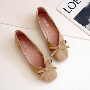 春夏爆款平底方头单鞋女浅口蝴蝶结仙女风软底豆豆鞋一脚蹬懒人鞋