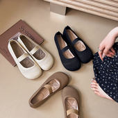 新款 春秋镂空透气圆头豆豆鞋 女夏季 外穿平底一脚蹬懒人针织0206zd