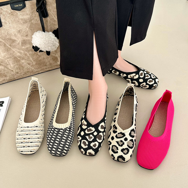 小众芭蕾风针织单鞋2025新款