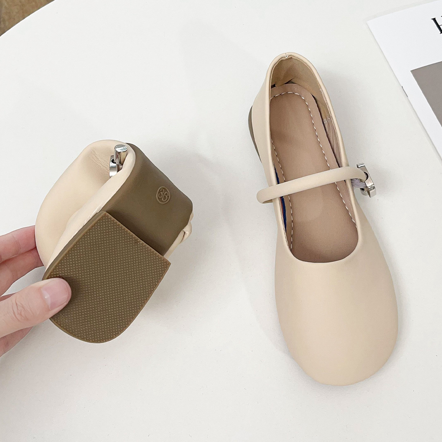 法式粗跟玛丽珍鞋女夏季浅口单鞋