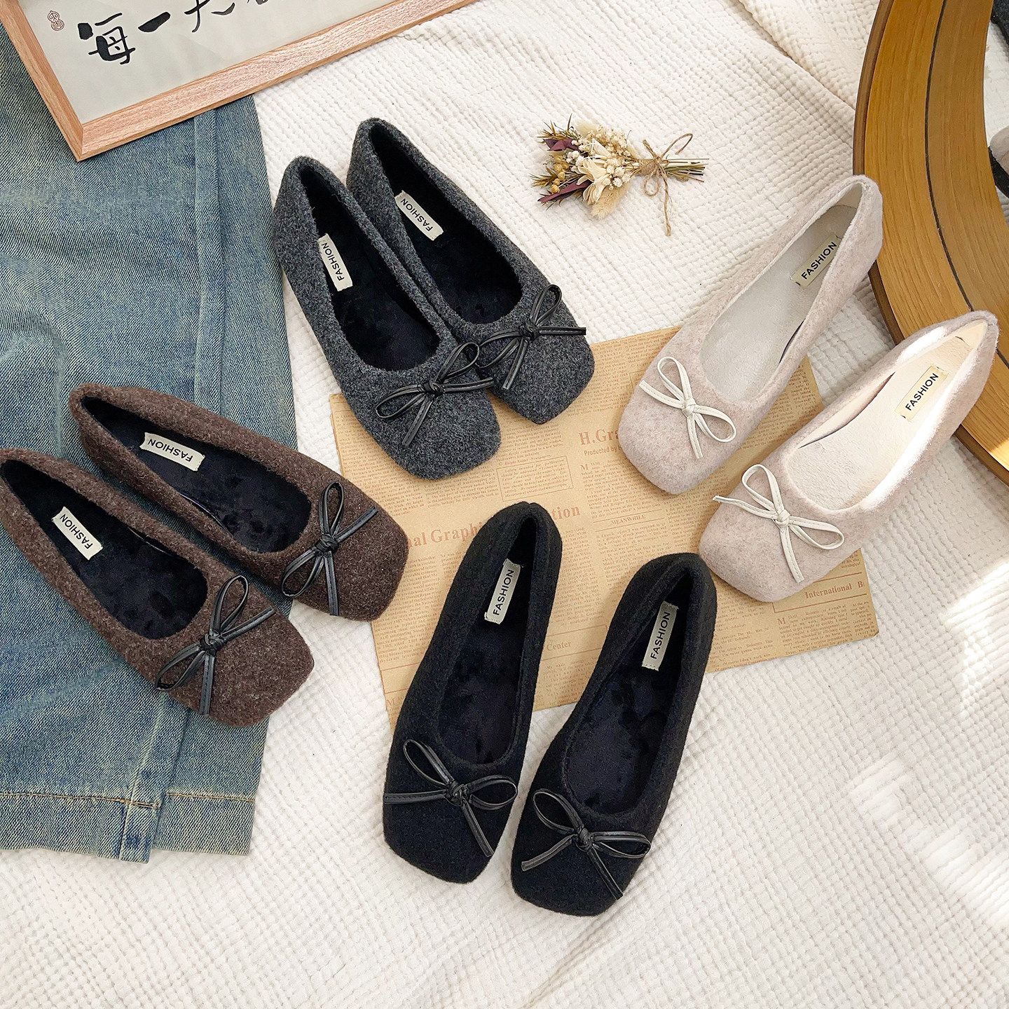 法式芭蕾风方头玛丽珍鞋