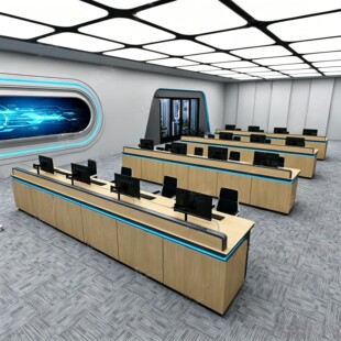 木纹指挥中心控制台电力调度台安防简约现代监控台中控室操作台