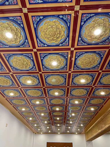 中式古建吊顶浮雕铝扣板寺庙