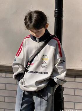 童乐鱼童装男女童半拉链卫衣2026春款中大童上衣儿童立领T恤96227