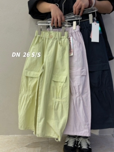 爆米哗裤子2026春款新男女童薄直筒裤中大童亲子韩版青少年工装裤