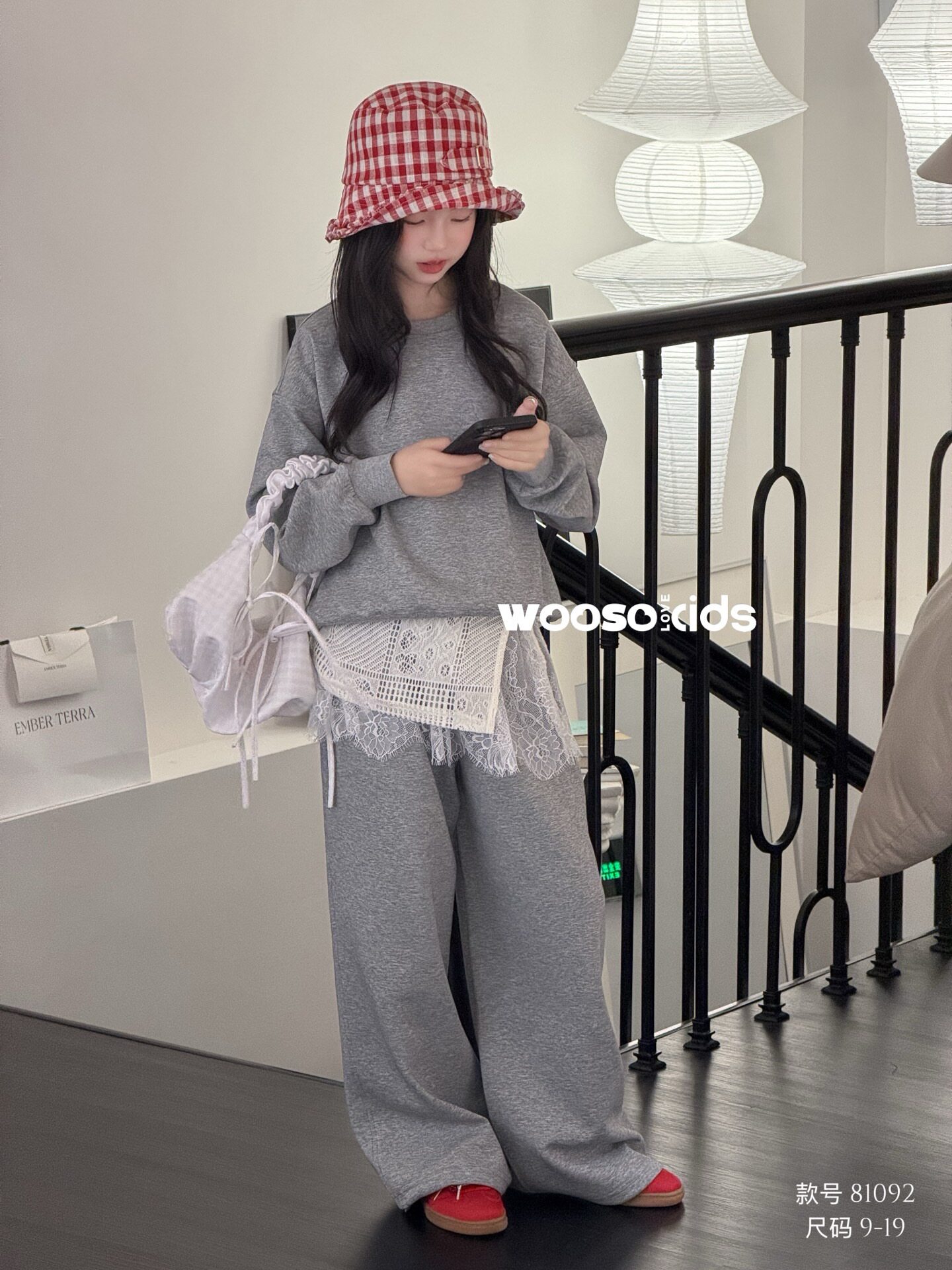 吾束女童套装秋装26新款女大童春秋款卫衣初中生休闲运动两件套