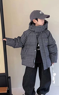 男女童中长款 新款 格子羽绒服儿童90绒羽绒外套 25冬季 music童装