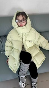 祖赫童装25冬季新款男女童中长款刺绣爱心羽绒服儿童90绒羽绒外套