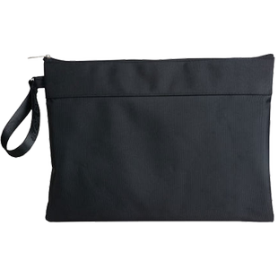 商务纯黑色加厚手提拉链文件袋 A4双层防水文件包牛津布公文包档案袋定制 手提包丝印logo印字