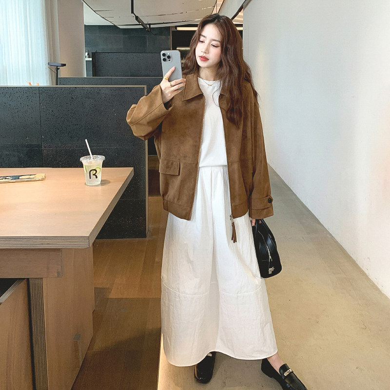 已出货【秋新款】美拉德复古短款仿麂皮绒夹克外套8030-P170控248,女装皮衣,浙宝233