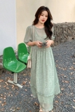 现货欧根纱碎花2件套连衣裙MMJ2339P105158，女装连衣裙，浙宝233