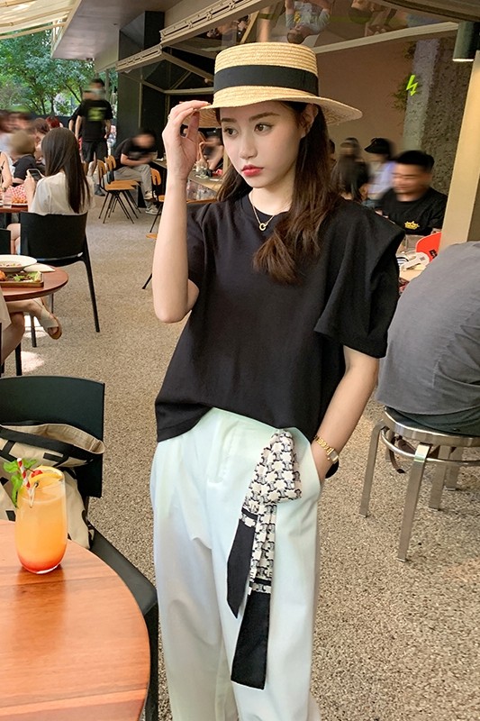 现货印花丝巾绑带休闲裤T恤套装MMJ2152P110控价168送丝巾,女装套装/套裙,浙宝233