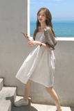 现货格子袖拼接撞色复古连衣裙MMJ1085P85控价138，女装连衣裙，浙宝233