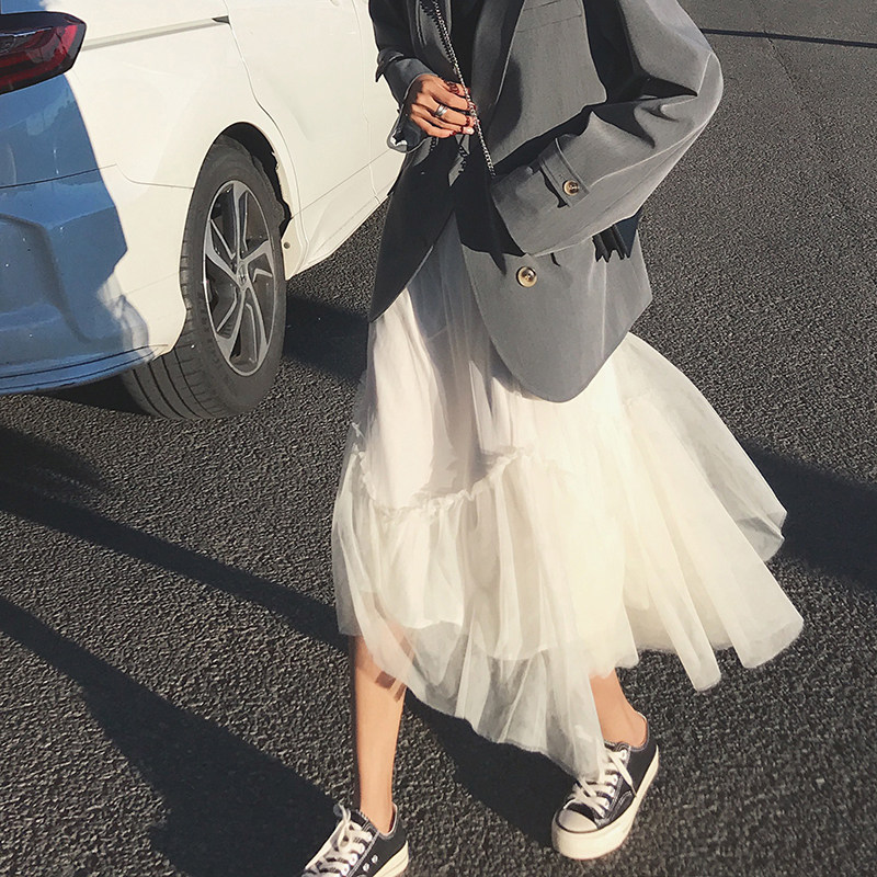 2023秋 现货 百搭不规则下摆仙女网纱裙 MMJ611 P60 控99图片