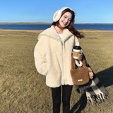 大货已下-环保皮毛一体千金风海军领米白色羊羔毛外套P215-控328，女装皮草，浙宝233