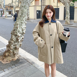 【新款现货】宽松格纹拼接翻领短款风衣外套MMJ8008-P155-K218，女装风衣，浙宝233