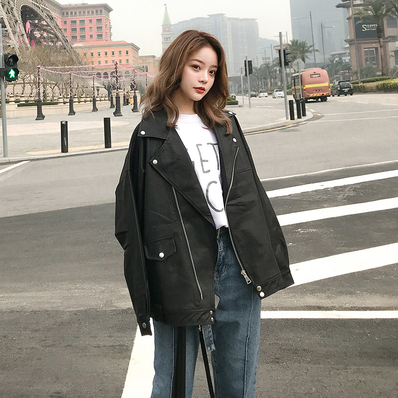 2023年现货春装oversize米白色机车皮衣MMJ003P130控189,女装皮衣,浙宝233