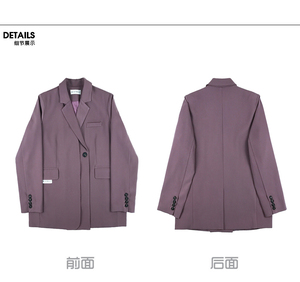 2023秋 韩版紫色双门襟宽松西装 MMJ1013 P115 控178买家秀图片