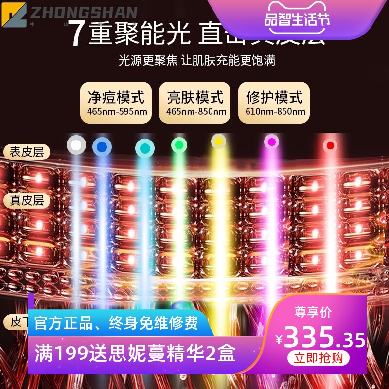 跨境爆款光子嫩肤仪LED面罩美容仪家用脸部红蓝光美容祛痘面膜仪