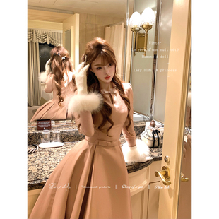 感 千金仪式 双色长裙仿貂披肩气质复古公主裙 Didi金粉世家 Lazy