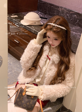 Lazy Didi冬日羊咩 羊剪绒卷毛环保皮草外套短款保暖高级感上衣