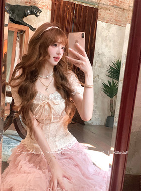 Lazy Didi洛斯之梦 少女手账 全棉线刺绣假两件上衣肌理感泡泡袖