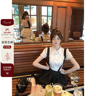 衬衫 Lazy 娃娃领短袖 层叠花边初恋白衬衣泡泡袖 上衣 Didi伦敦旧梦