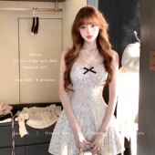 Lazy Didi华尔兹圆舞曲 优雅蕾丝千金感长短裙收腰公主吊带连衣裙