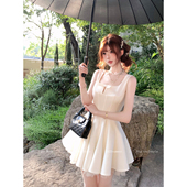 LazyDidi立裁美学 气质收腰千金裙 雕塑感立体浪漫拼纱连衣裙无袖