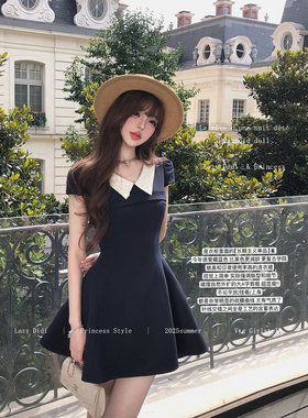 Lazy Didi嘉伯丽尔 版型超好!A摆收腰连衣裙翻领千金风掐腰公主裙