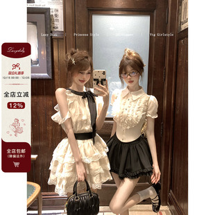 LazyDidi天鹅之梦12m大裙摆复古盛宴连衣裙甜美系带蕾丝娃娃裙