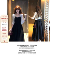 Lazy Didi洋房珍珠 大女主人生裙百褶長(zhǎng)裙鑲鉆無(wú)袖氣質(zhì)吊帶連衣裙