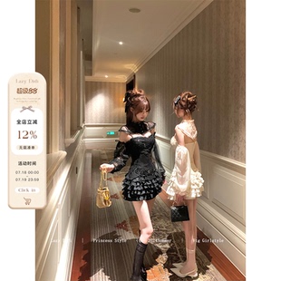 LazyDidi天鹅堡 甜美显瘦花边蓬蓬半裙 超百搭 多层蛋糕双色裙裤