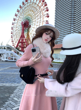 Lazy Didi初遇爱神 三重工艺高克重立体毛衣裙收腰肌理针织a字裙