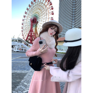 Lazy 三重工艺高克重立体毛衣裙收腰肌理针织a字裙 Didi初遇爱神