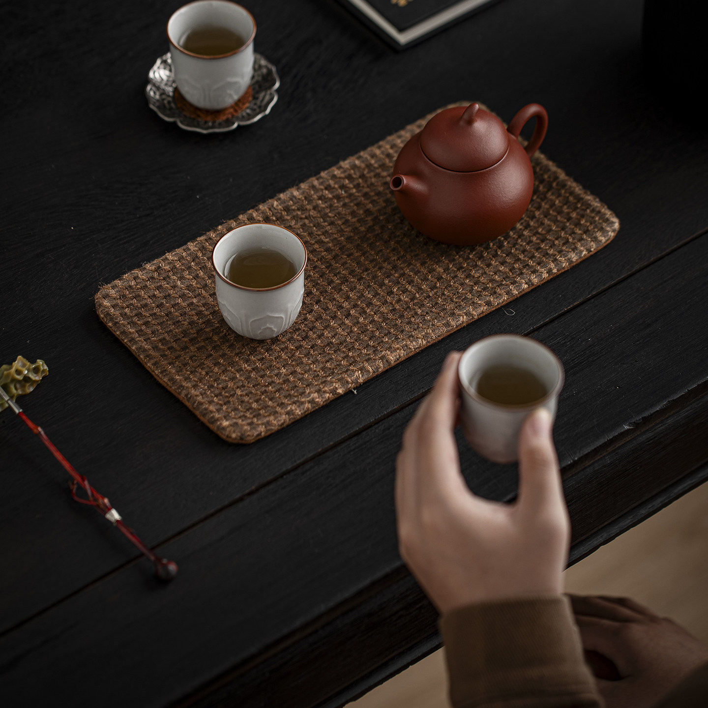 妙竹轩双色提花茶席植物染手作杯垫复古风茶垫茶空间布艺干泡垫,居家布艺,茶席,淘宝优惠券,粉丝福利购,淘宝优惠卷