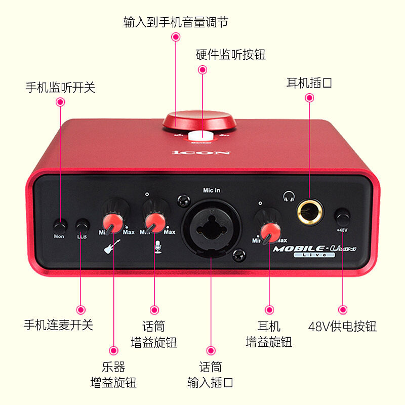 iCON/艾肯 MobileU Mini Live 外置声卡K歌主播直播专用 电脑手机