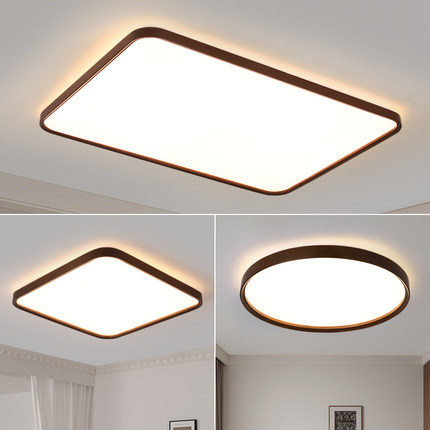 新中式实木LED吸顶灯简约现代客厅主卧室餐厅房间灯2025新款灯具