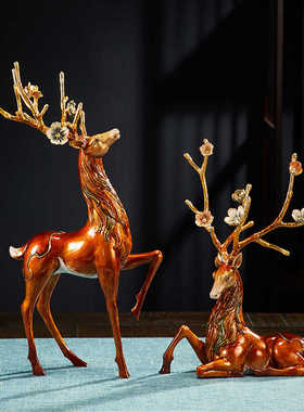 【鹿】一鹿有你珐琅彩鹿摆件家居装饰品节日礼物礼品工艺品高档