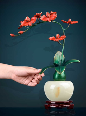 兰花盆景摆件蝴蝶兰现代客厅家居装饰品电视柜摆设乔迁礼物工艺品