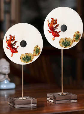 【平安扣】福运连年平安扣家居饰品珐琅彩玉石工艺品电视柜装饰品