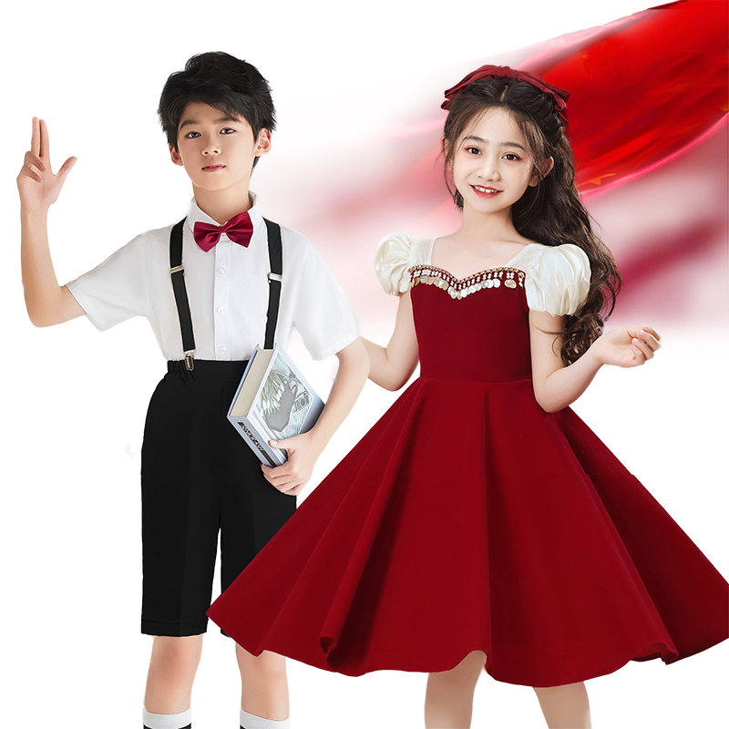 儿童合唱表演服爱国朗诵演出服小学生大合唱团男女歌唱祖国演出服