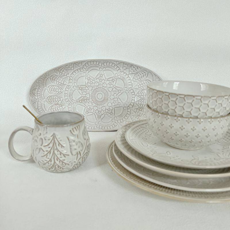 法式浮雕陶瓷套装大容量马克杯大汤碗水果平盘蒸鱼盘餐厅牛排餐盘,餐饮具,盘,淘宝优惠券,粉丝福利购,淘宝优惠卷