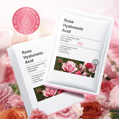 10pcs rose hyaluronic acid facial mask sheet anti aging
