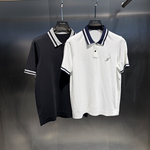 2026夏季新款欧货潮牌翻领针织衫男修身百搭伊力特冰丝短袖T恤潮